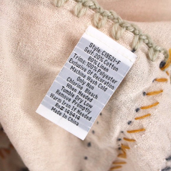 Johnny Was Biya Cream Aro Cotton Linen Embroidered Poncho Wrap Fringe Trim S NEW - Picture 8 of 9